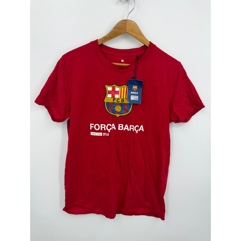 FC Barcelona Barca T-Shirt Women Medium Red Forca Barca Graphic Tee Cotton